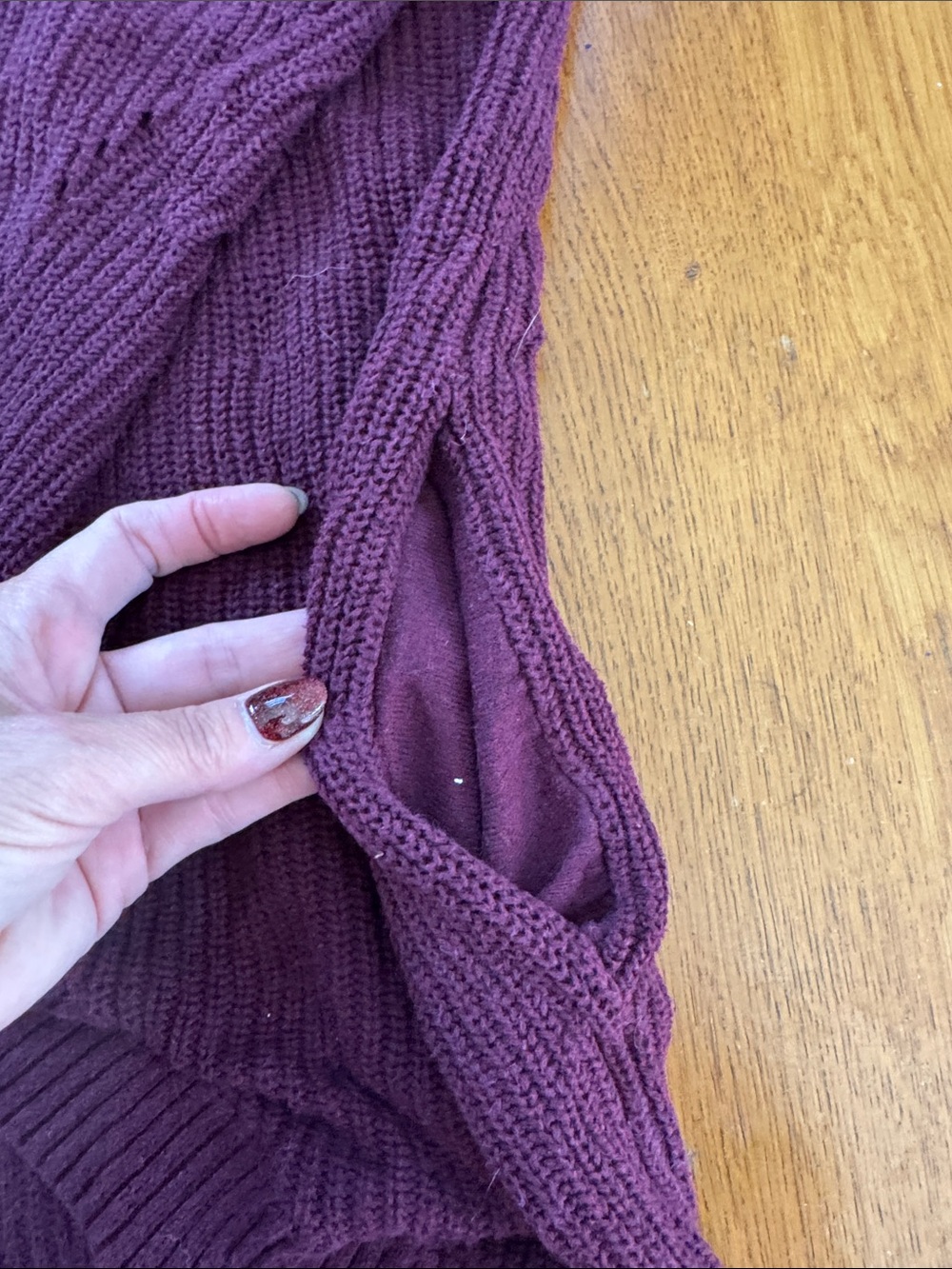 AE Deep Plum Open-Front Ribbed Cardigan - Picture 3 of 3